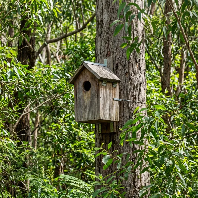 Animal nesting box installed as a humane alternative to a Sebastopol roof cavity