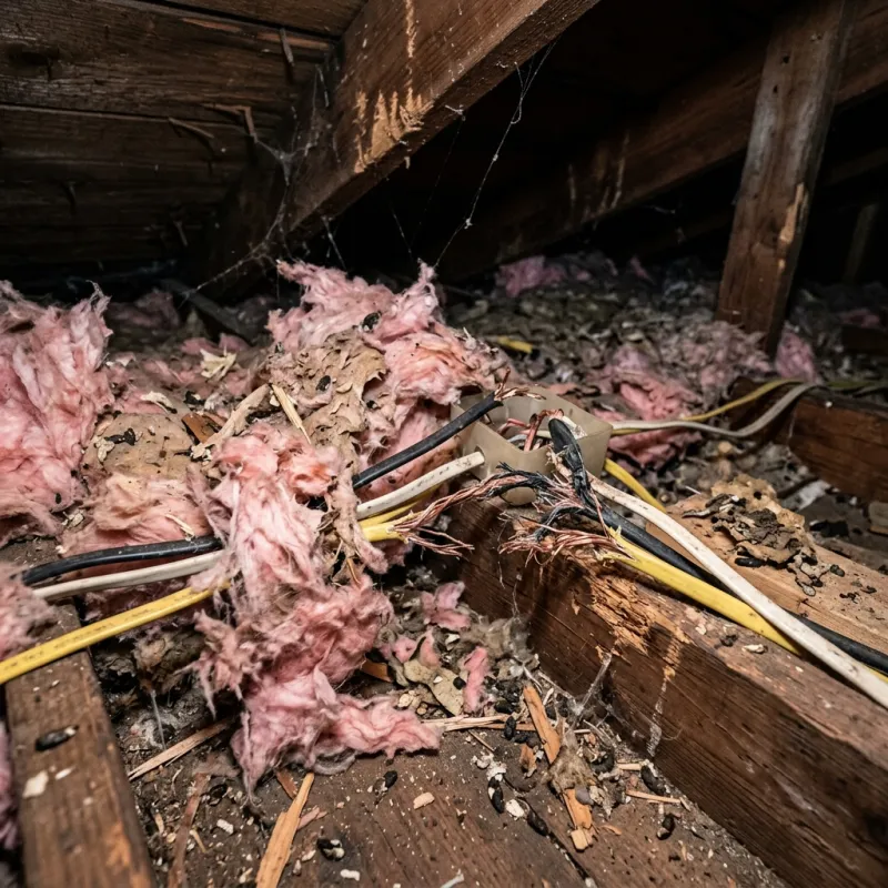 Contaminated ceiling insulation being assessed in a Sebastopol roof space